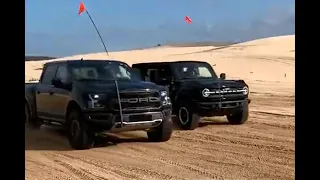 2021 Bronco vs Raptor F-150 Sand Drag Race