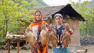 Gooses Stuffed and Cooked in Tandoor in Beautiful Spring Day of Village