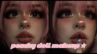 peachy & soft dolly makeup ‎♡‧₊˚