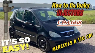 Leaking injector/ Mercedes A 170 CDI/OM668, removing, installing, cleaning. Undichter Injektor OM668