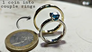 I turn a coin into couple rings- handmade ring - how it's made jewelry