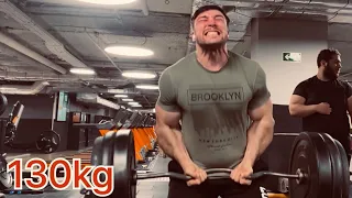 Evgeny Prudnik curl with biceps 130kg