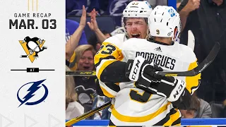 GAME RECAP: Penguins vs. Lightning (03.03.22) | Penguins Light Up the Scoreboard in Tampa