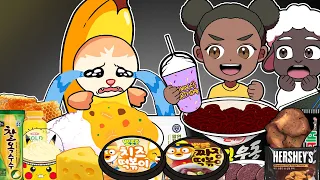 BANANA Cat VS Amanda - Convenience Store YELLOW vs BLACK MUKBANG | AMANDA THE ADVENTURER | ASMR