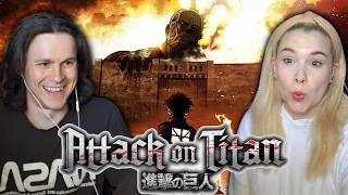 ATTACK ON TITAN S1 x E1 & 2 | Couple Reacts