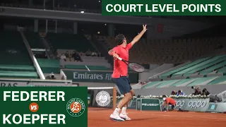 Roger Federer vs. Dominik Koepfer COURT LEVEL View Points | 4k 60FPS | French Open 2021