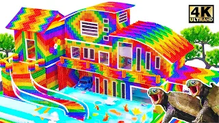 Satisfying Video - Build Rainbow Villa With Garage And Fish Pond For Hamster From Magnetic