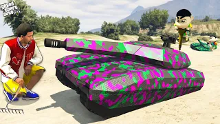 GTA 5: FRANKLIN AND SHINCHAN Found SECRET BURIED "MILITARY TANK" in GTA 5! (GTA 5 mods)