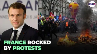 Tear Gas, Water Cannons & Chaos In France| Protests Erupt Over Macron’s New Pension Bill