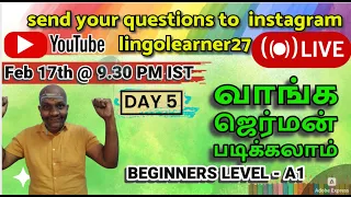 Q&A on German Lesson 1 -  Day 1 - Day 4 topics & anything specific