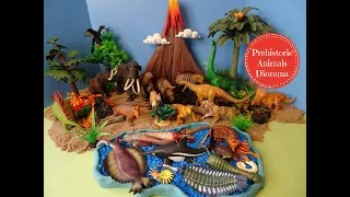 Prehistoric Land & Sea Animal Figures Diorama- Learn Prehistoric Animal Names