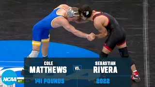 Cole Matthews vs. Sebastian Rivera: 2022 quarterfinal NCAA Wrestling Championship (141 lb.)