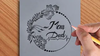 How to make beautiful mom dad drawing with pencil || amazing pencil drawing