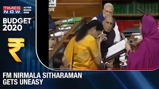 FM Nirmala Sitharaman gets uneasy  while delivering longest Indian Budget speech