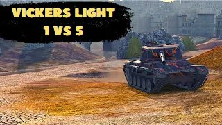 Нереальный бой на Vickers Light! | 1 VS 5 |