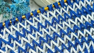 The meeting of blue with white in knitting #knitting #crochet 🩵🩵🩵