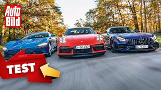 Porsche 911 Turbo vs. Ferrari Roma & Mercedes-AMG GT C (2021) | Der Test mit Christoph Richter