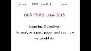 OCR FSMQ Additional Mathematics - Past Paper 9: June 2015