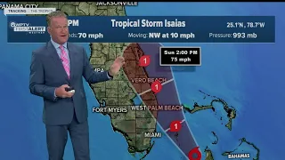 5 p.m. advisory on Tropical Storm Isaias