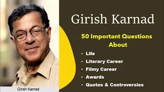 GIC  प्रवक्ता I English Literature I 50 Questions about Girish Karnad