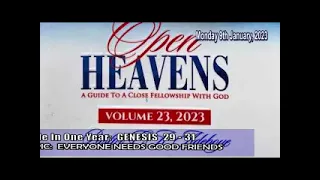 Open Heavens Monday 9th January, 2023