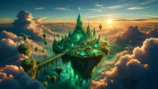 Emerald Castle in the Sky #aiart #dalle3 #architecture