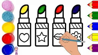 Lipstick drawing And coloring For Kids | Makeup Lipstick Drawing For Children | ‎@Gul-e-ZahraArt 