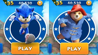 Sonic Dash vs Paddington Run - Movie Sonic vs All Bosses Zazz Eggman - All Characters Unlocked