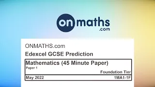 Edexcel Paper 1 Foundation Predicted Maths GCSE (May 2022) Calculator 1MA1-1F (45 Min Paper B)