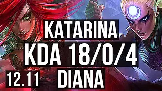KATARINA vs DIANA (MID) | 18/0/4, Quadra, Legendary, 1.5M mastery | EUW Grandmaster | 12.11
