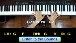 Piano Chords:  G7 sus Chord moving to G7 Sounds