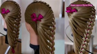 Оригинальная коса в школу  Детская причёска с лентой  Trenza Hair tutorial