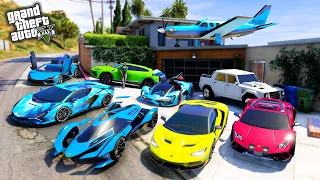 GTA 5 - Stealing Luxury Lamborghini Super Cars with Franklin! (Real Life Cars #180)