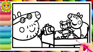 Peppa Pig in bed Drawing, Painting and Coloring for Kids and Toddlers .Peppa Pig coloring pages