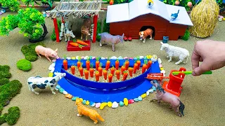 DIY mini Farm Diorama with house for Cow,Pig | Mini Hand Pumb Supply Water Pool for animals Vani #4