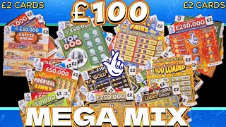 £100 SCRATCH CARD MEGA MIX OF £2 CARDS ONLY #scratch #scratchcards #lottery #crazy #boom #winning