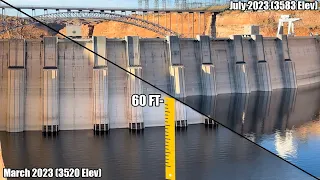 Lake Powell Water Level July 2023 Glen Canyon Dam Visual Update Before/After