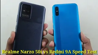 Realme Narzo 50i vs Redmi 9A Speed Test Comparison