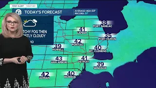 Metro Detroit Weather: Patchy freezing fog & more clouds today