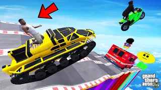 FRANKLIN TRIED IMPOSSIBLE MASSIVE SPEED BUMPS PARKOUR RAMP JUMP CHALLENGE GTA 5 | SHINCHAN and CHOP