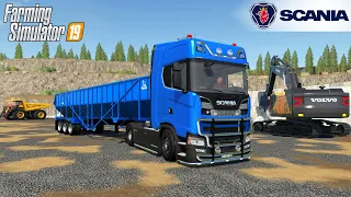 Farming Simulator 19 - SCANIA S580 V8 And Tipper Semi Trailer Loading With Small Stone