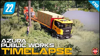 🚧 Transporting Wooden Materials Over A Boggy, Muddy & Swampy Lake ⭐ FS22 Azura Public Work Timelapse