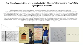 Two Black Teenage Girls Invent Logically Non-Circular Trigonometric Proof of the Pythagorean Theorem