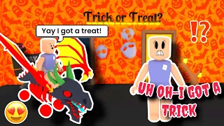 TRICK Or TREAT Challenge In Adopt me! (Halloween game) *WIN MEGA LEGENDARYS*