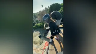 Tony Hawk coaches 12 yr old Sky Brown on skating a 100ft mega ramp..