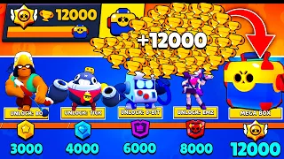 NONSTOP to 12000 TROPHIES Without Collecting TROPHY ROAD + Box Opening - Brawl Stars