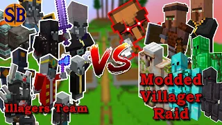 Can the Illagers team defend against a Hard Modded VILLAGER Raid | Minecraft Mob Battle