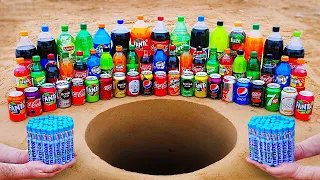 Many Popular Sodas, Coca Cola, Fanta, Sprite, Pepsi, Mirinda, 7up, Rc Cola vs Mentos Underground