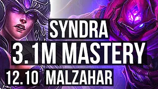 SYNDRA vs MALZ (MID) | 3.1M mastery, 600+ games, 3/2/7 | EUW Master | 12.10