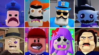 ROBLOX 8 FAMILY #1 Scary Obby In SIlly's Toy, Grimace Polly House, Gary Police, Ben's Hideout, Bruno